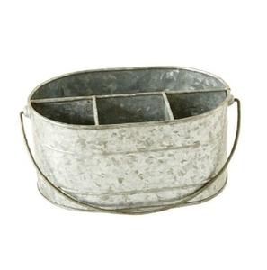 Caddy carré galvanisé de style moderne pour la décoration de la maison Caddy à fleurs en métal avec poignée en bois pour un rangement et une présentation élégants - Product Image 4