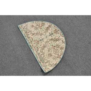 Alfombra de poliéster de lana turca Vintage 2,5X1,5 pies Beige marrón Patchwork área grande rectángulo diseño de pasillo látex hecho a mano para habitación - Product Image 2