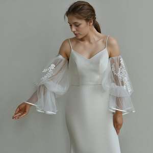 Bridella MM45-I Red Lace & Mesh Lightweight Elegant Shoulder Sleeve Career <b>Dress</b> for Weddings & <b>Proms</b> Formal Events - Product Image 2