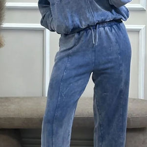 Ensemble de survêtement décontracté pour femme en deux pièces, bleu, écologique, de qualité supérieure, pour l'hiver, avec capuche et pantalon de survêtement respirant - Product Image 3