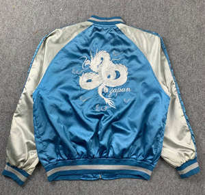 Veste de baseball en satin pour homme, style streetwear, tendance, col montant, respirante, poches latérales - Product Image 3