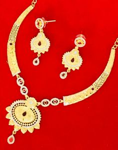 ชุดสร้อยคอเครื่องประดับแฟชั่นสไตล์วินเทจดูไบ24K ชุดต่างหูกำไลข้อมือวัสดุทองแดงสำหรับสหรัฐอเมริกา - Product Image 2