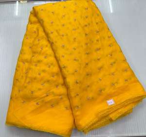 Tela de seda espacial Premium con bordado dorado de Jari Butti, diseño completo para vestidos de boda y fiesta al mejor precio - Product Image 1