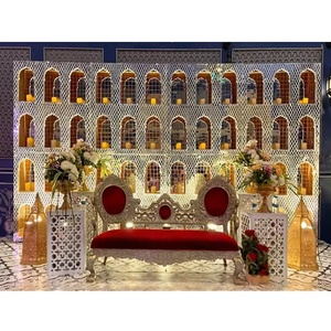 Designer Mirror <b>Backdrop</b> <b>Frames</b> for Indian & Asian Weddings Luxury Moroccan Wedding Mandap with Mirror Back Panels factory Price - Product Image 6
