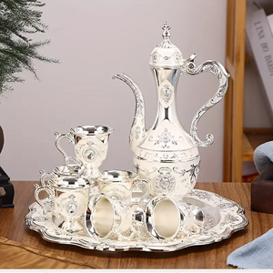 ชุดน้ำชาทองเหลืองของเก่าของขวัญแต่งงานชุดกาแฟสำหรับใช้ในบ้านโรงแรมขายส่งราคาถูกจากผู้ขายอินเดีย - Product Image 4