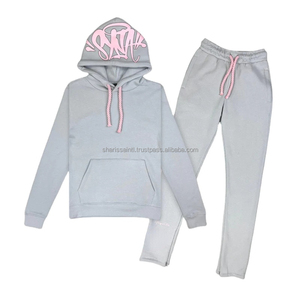 Sweat à capuche et pantalons de survêtement vintage personnalisés Jogging deux pièces Dtg sérigraphie survêtement évasé délavé à l'acide survêtements pour hommes - Product Image 1