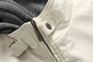 Veste de motard automne hiver pour hommes avec col montant manteau à capuche en cuir PU de haute qualité broderie de Logo personnalisé pour la moto - Product Image 6