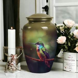 Urna de metal de tamaño personalizado de colibrí para cenizas de adultos, urna funeraria grande para papá, hombre o mujer para entierro o servicio conmemorativo - Product Image 3