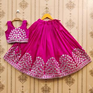 Shoryam Fashion - Conjunto de Lehenga Choli para Niñas, Completamente Cosido, Largo hasta el Suelo, Corte Regular, Color Rosa, Bordado, Ropa Étnica para Bodas - Product Image 1