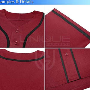 เสื้อเจอร์ซีย์เบสบอลแบบติดกระดุมเสื้อเจอร์ซีย์เบสบอลสีทึบ - Product Image 5