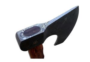 Hache multifonctionnelle en acier de Damas, tête en acier inoxydable et manche en bois pour le bricolage, le camping industriel et la coupe - Product Image 6