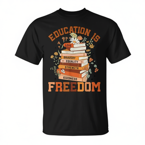 T-shirt « Liberté à travers l'éducation » pour l'histoire des enseignants noirs – Produit promotionnel pour le Mois de l'histoire des Noirs - Product Image 2