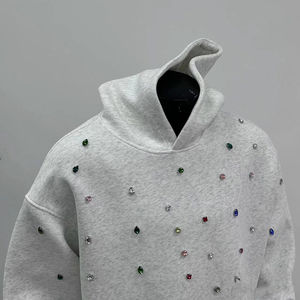 ผู้ผลิตเสื้อฮู้ดดี้ผ้าฝ้าย 100% ปักลายคริสตัลแบบกำหนดเอง บริการ OEM เสื้อสเวตเชิ้ตผู้ชายพิมพ์ลายคุณภาพสูง - Product Image 2