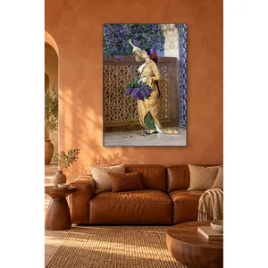 Fida Osman Hamdi Bey, Fille cueillant des lilas près d'une fenêtre à grille, impression sur toile - Product Image 1