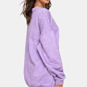 Sweat-shirt délavé à l'acide pour femmes en gros sur mesure 2025 dernier style décontracté avant option couleurs personnalisées tailles OEM service polaire - Product Image 2