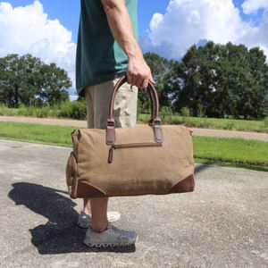 Bolso de viaje personalizado de lona para fin de semana, bolso de cuero con nombre, unisex, a la moda, con cierre de cremallera para pasar la noche - Product Image 2