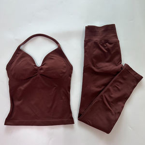 Conjuntos Deportivos de Gimnasio para Mujer, Personalizados, Acanalados, Sólidos, sin Costuras, para Yoga y Entrenamiento - Product Image 4