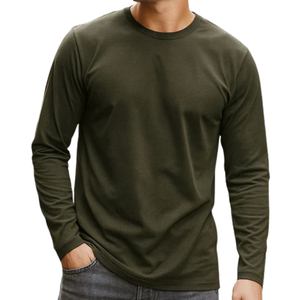 Camiseta Casual de Manga Larga para Hombre, Personalizable, 340g, Mezcla de Poliéster/Algodón, Lisa, Antiarrugas, de Secado Rápido, Diseño en Blanco - Product Image 1