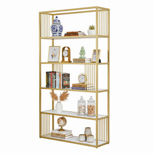 Estante de Exhibición Tipo Soporte GETO KTB68099, Estante Decorativo para Sala de Estar con Parte Superior de Madera y Estructura de Hierro - Product Image 1