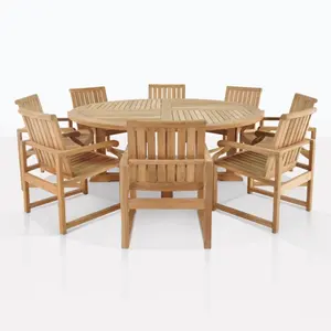 Tik yemek takımı yuvarlak yemek masası seti 8 sandalye-Hortense yemek takımı
