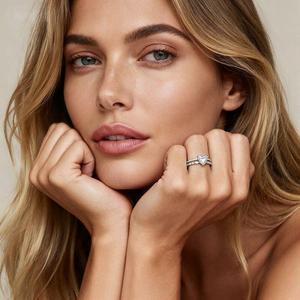 Jeulia Double-Row Heart Shaped Engagement <b>Ring</b> with Bow Accent-Romantic Vintage <b>Statement</b> Jewelry - Product Image 5
