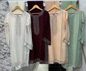 Pakistani Readymade Ethnic Wear Outfit for Women Sharara Kurti Set with Dupatta <b>Indian</b> Georgette <b>Fabric</b> Embroidery Work Weddings - Product Image 6