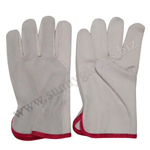 ถุงมือหนังแพะสำหรับงานก่อสร้างถุงมือทำงานหนังแพะแบบเรียบลายทนทาน100% - Product Image 2