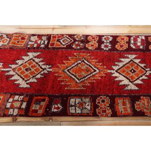 2,7x10,9 ft Vintage Rug, <b>Runner</b> Turkish Rug, <b>Red</b> Geometric Rug - Product Image 3