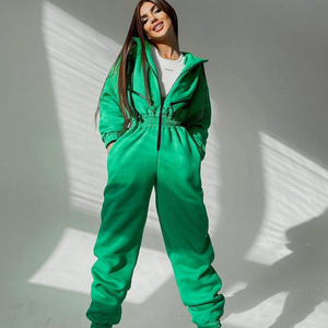 Women's Custom Cropped Hoodie Set Plus Size Jumpsuit Tracksuits Sweatsuit Jogging <b>One</b> Piece <b>Top</b> Hooded for Sports Exercise - Product Image 2