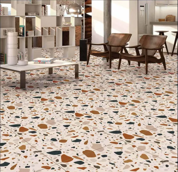 Terrazzo Matt Finished Tiles Suitable For Wall And Floor In Size Of 600x600mm Having Porcelain Body Used For Hall