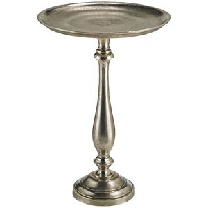 Mesa Auxiliar con Pedestal de Plata Antigua y Tapa Redonda Clásica para un Estilo de Decoración de Hogar Elegante y Lujoso - Product Image 1