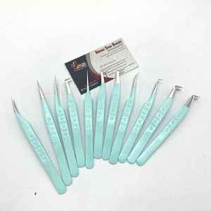 Pinzas para pestañas en forma de corazón personalizadas profesionales de color menta, pestañas puntiagudas probadas a mano de acero inoxidable sostenible de alta calidad - Product Image 4