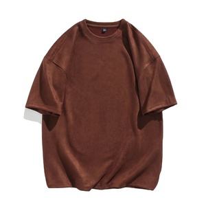 Camiseta de hombre de ajuste Regular de peso pesado de algodón de punto liso con logotipo personalizado OEM de alta calidad - Product Image 2