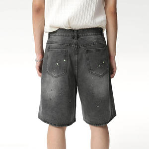 Shorts en jean mi-longs personnalisés pour hommes, en coton respirant, style streetwear d'été, avec logo brodé, marque privée, décontracté léger - Product Image 5