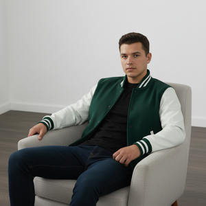 แจ็กเก็ตเบสบอลขนแกะสไตล์สปอร์ตสำหรับผู้ชายเสื้อกันลมระบายอากาศปักโลโก้ย้อมสีเรียบ - Product Image 6