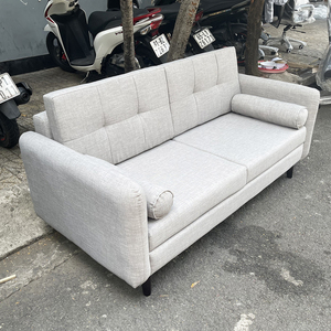 Sofá de Tres Plazas SFB68039 Tapizado en Tela Gris, 170x80cm, Forma Cuadrada, Esquinero, con Mechones, para Sala de Estar - Product Image 4