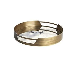 Plateau de service en fer blanc avec poignée en cuir, design le plus récent, forme ronde, taille personnalisable - Product Image 5