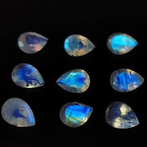 พลอยแฟซิส7X5mm พลอยสีรุ้งธรรมชาติสีขาวรูปทรงลูกแพร์สำหรับทำเครื่องประดับ - Product Image 1