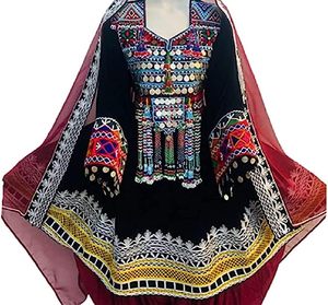 Robe kuchi vintage ethnique tribal, robe de soirée traditionnelle afghane/pakistanaise Kuchi Kochi 3039 - Product Image 2