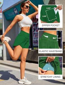 Short femme short athlétique taille haute short élastique imperméable de gymnastique et d'entraînement avec poche pour la course et le sport - Product Image 3