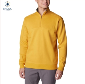 Sweat-shirt en molleton à col montant pour homme Index Apparel, jaune uni, coupe classique, décontracté, automne, respirant, tricoté - Product Image 1