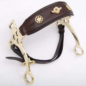 Broca para montar a caballo Hackamore Bitless de cuero original personalizable con vástagos de acero inoxidable negro marrón para producto ecuestre - Product Image 1