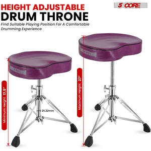 5 Core <b>Drum</b> Throne 4 Padded Guitar Stool Drummer Chair Adjustable Musician Seat - Product Image 4