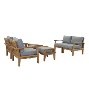 花园沙发家具现代木制柚木深座椅，用于室外露台和公园花园项目