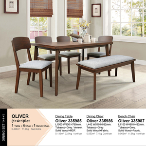 En stock : Table et chaises de salle à manger JPS 335985, design moderne en bois de caoutchouc, haute durabilité, fabrication Malaisie - Product Image 2