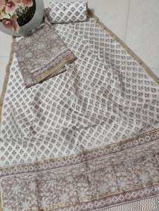 Chanderi – robe imprimée en bloc de soie, faite à la main, convient aux vêtements de styliste pour la revente en belle couleur pastel avec bordure - Product Image 5