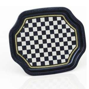 Plateau en métal rectangulaire en damier de 160x350mm plateau de service pour thé café plateau de service en bois nacre Style arabe - Product Image 1