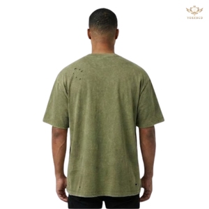 เสื้อยืดโอเวอร์ไซส์สไตล์วินเทจสำหรับผู้ชาย ผลิตตามสั่ง ขายส่ง ดีไซน์ทำสีซีดแบบดิสเทรส บนผ้าคอตตอนถักเนื้อหนา สตรีทแวร์ บริการ OEM - Product Image 4