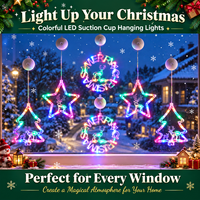 LED Weihnachtsbeleuchtung Fünf-Sterne Weihnachtsbaum Saugnapf-Lichter Festliche Leuchtende Fensterdekoration Zeitgesteuertes Modell 500 Lumen