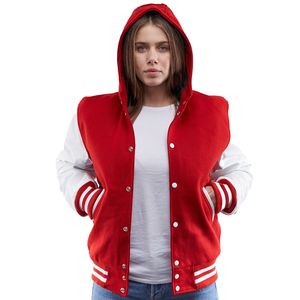 Chaqueta Universitaria con Capucha para Mujer, Hecha a Medida, con Tela de Lana, Mangas Negras, Diseño Invernal Cortavientos y Ecológico - Product Image 6